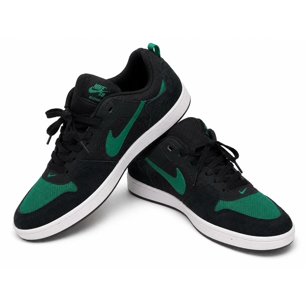 Nike SB Alleyoop Black/Green Skateboarding Shoes Lace-Up US Men's 9 D